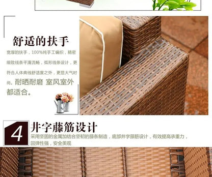 Outdoor Open-air Garden Sofas Hotel Backrest Modern Leisure Garden Sofas Balcony Pe Rattan Furniture Sofá Do Jardim MHHYSF
