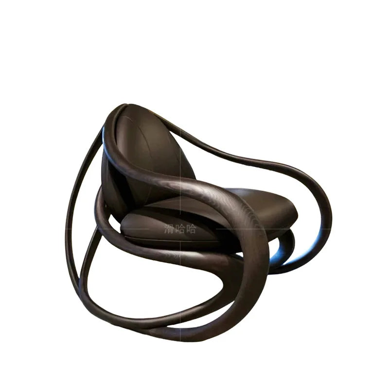 Italian single sofa rocking chair Internet celebrity creative balcony recliner high-end living room designer walnut lounge