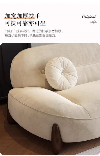 Very simple cream wind and cloud velvet fabric sofa small apartment living room straight row light luxury sofa