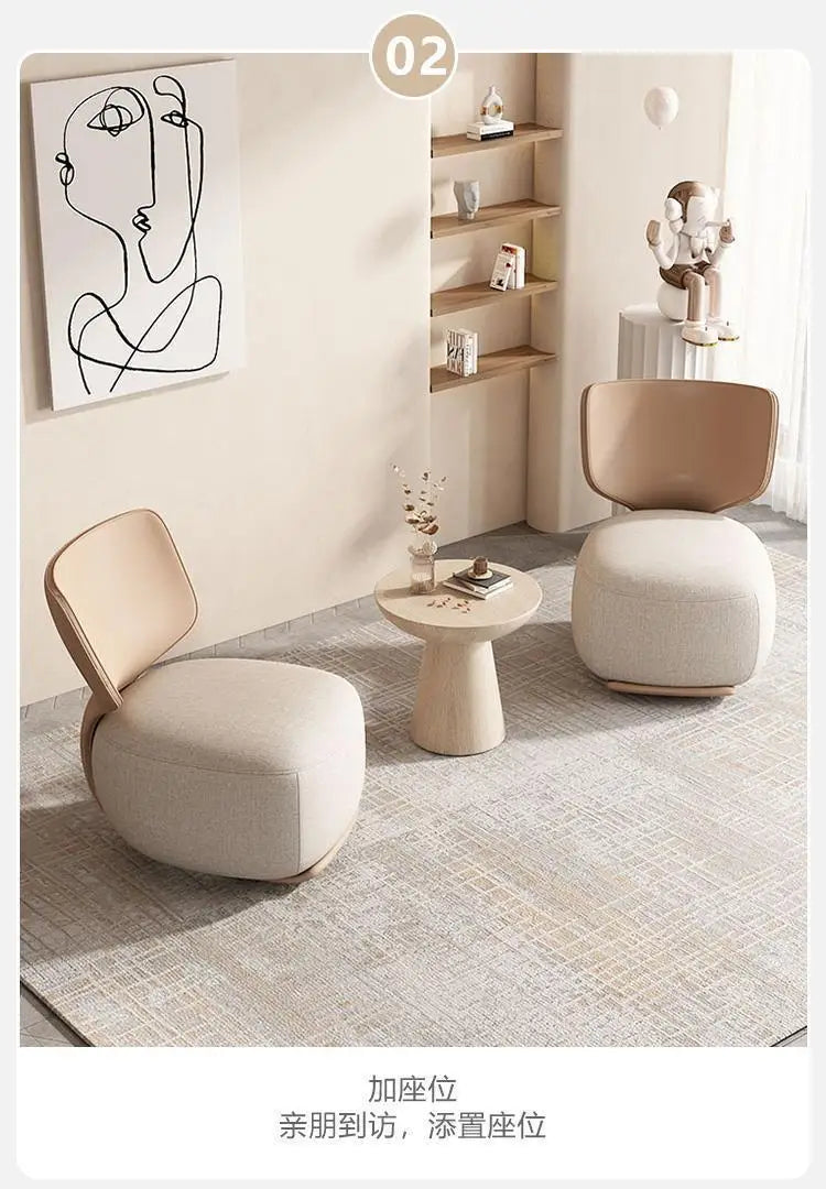 NewLog Light Luxury First Class Cabin Lounge Sofa Chair Nordic Living Room Fabric Low Stool Balcony Leisure Armchair