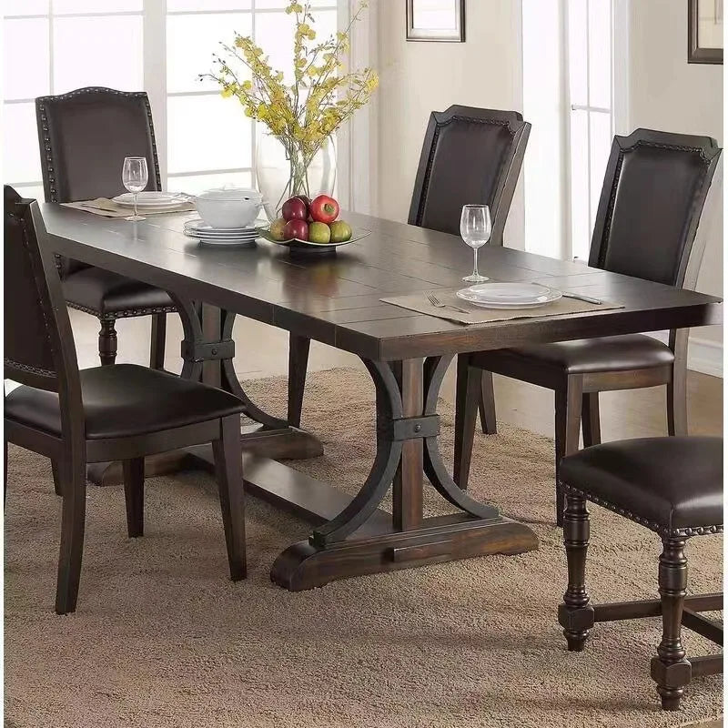 American, retro, solid wood, old-fashioned, dining tables and chairs, logs, simplicity, art, rectangle, office