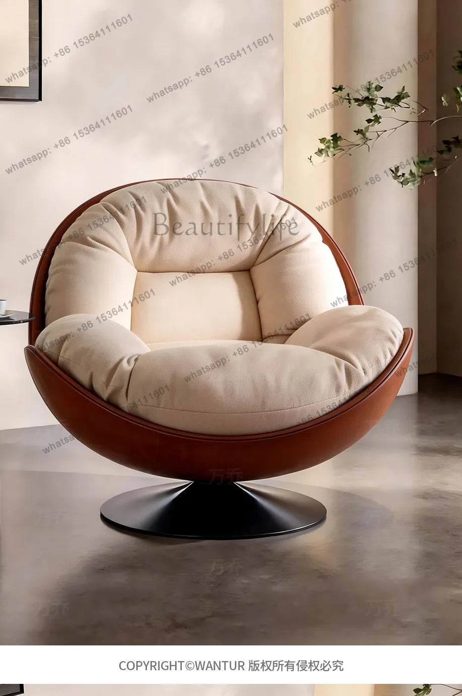 yj9 Light luxury modern leisure swivel chair, Nordic recliner advanced lazy