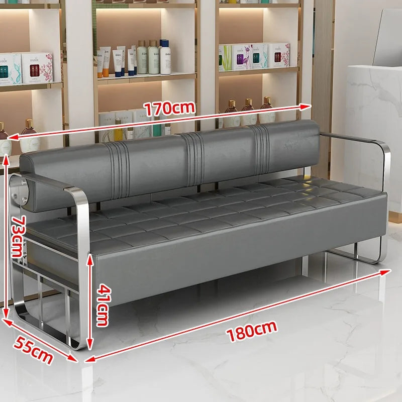 Famous Hair Salon Area Bench Hair Salon Waiting Light Luxury Stainless Steel Bar Sofa