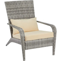 Outdoor Dining Chairs, Outdoor Patio Adirondack Rattan Chair with Cushion and Pillow for Garden,Backyard,Porch, Grey