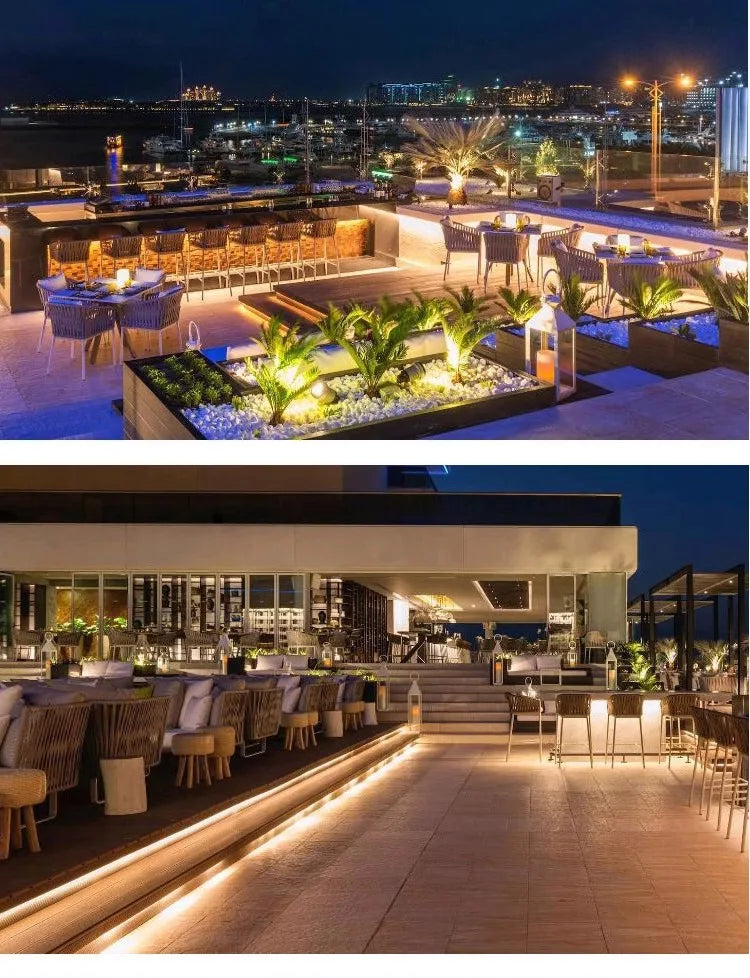 Outdoor Sofa Sunscreen Waterproof Courtyard Terrace Balcony Leisure Rattan Chair Sofa Double Card Seat Rattan Sofa Furniture