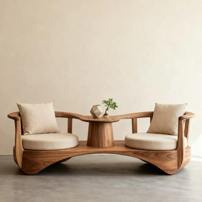 44North American black walnut solid wood double one-piece chair new Chinese simple fabric chaise longue