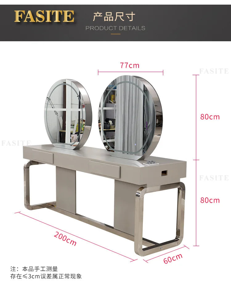 Double-sided mirror table for tgf barber shop, special for dyeing and ironing double-sided mirror hair salon for hair salon