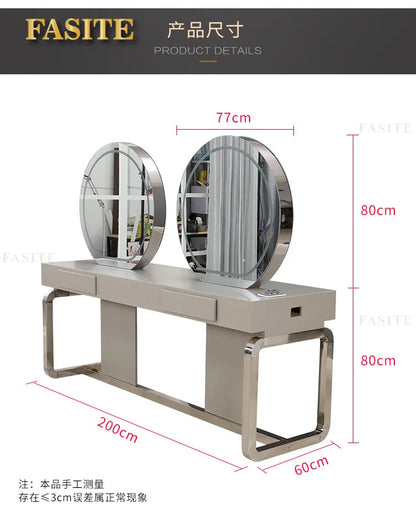 Double-sided mirror table for tgf barber shop, special for dyeing and ironing double-sided mirror hair salon for hair salon