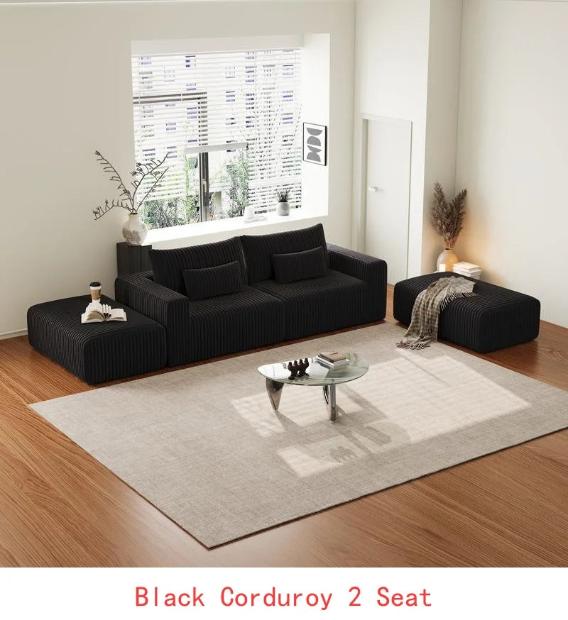 Vacuum Compressed Comfy Corduroy Fluffy Sofa Set Furniture Living Room Modular Couch Modern L Shape Sectional Sofa