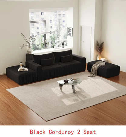 Vacuum Compressed Comfy Corduroy Fluffy Sofa Set Furniture Living Room Modular Couch Modern L Shape Sectional Sofa