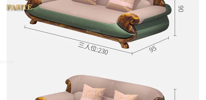 Leather sofa combination first layer cowhide modern new Chinese living room solid wood sofa furniture