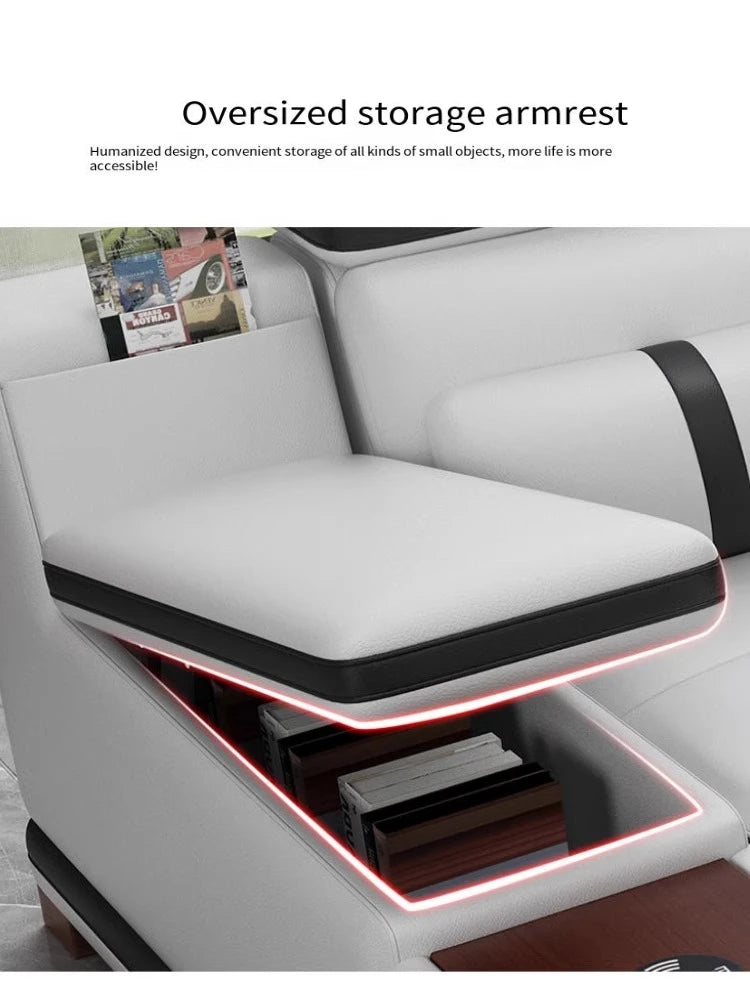 Massage Modern Leather Sofa Luxury Multi Functional Italian Recliner Sofa Couch Puffs Divano Da Soggiorno Living Room Furniture