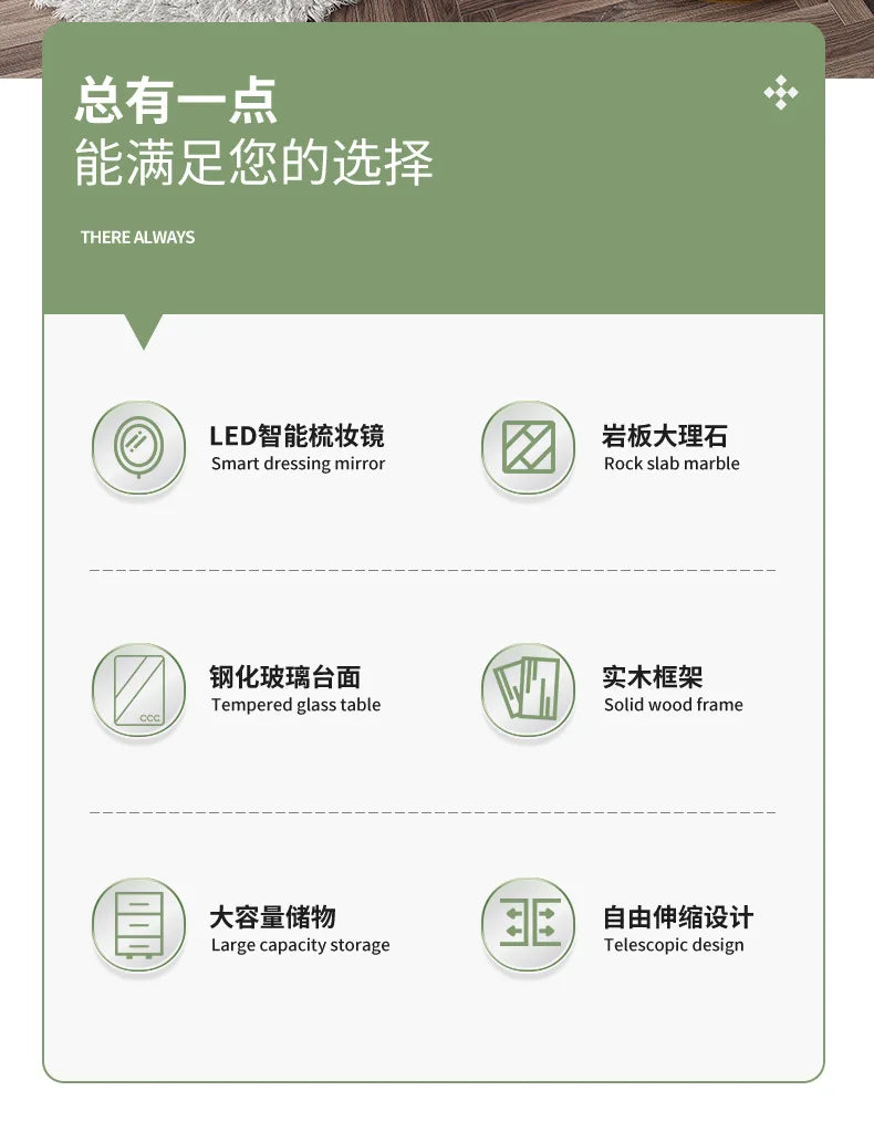 Solid wood new dresser glass bedroom modern simple style light luxury Internet celebrity small makeup table rock slab makeup