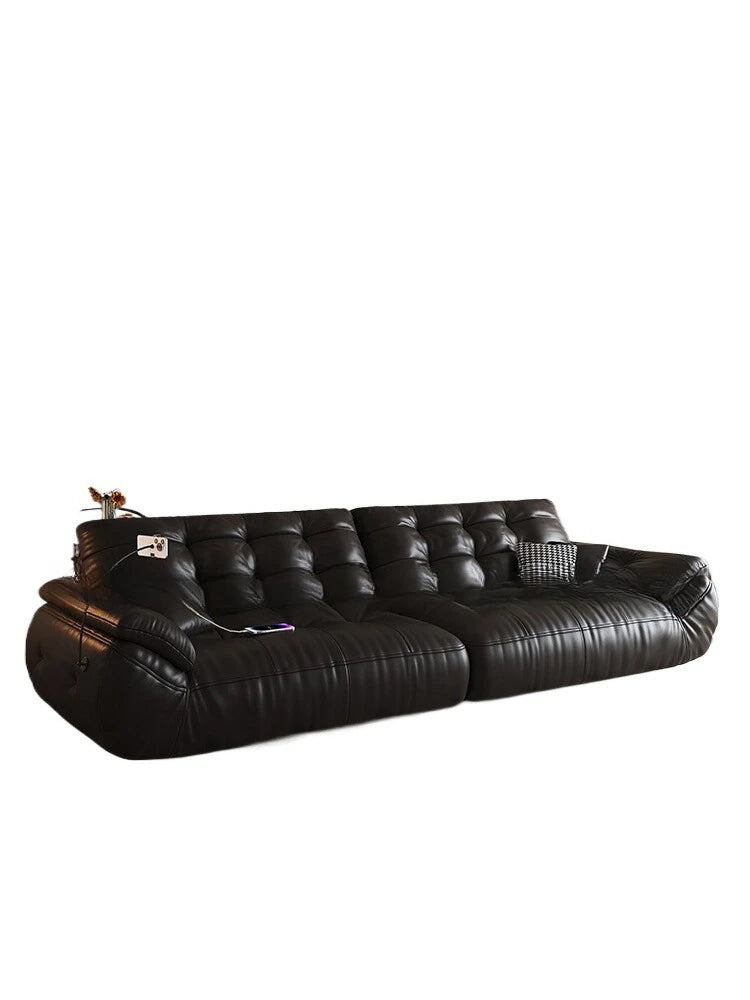 Leather sofa, Italian retro style small apartment, antique style sofa