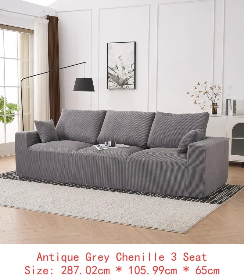 Modular U-Shaped Boneless Sectional Sofa for Living Room - 113" Grey Sleeper Couch with Chaise, No Assembly Required, Corduroy