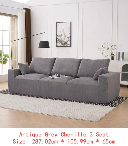 Modular U-Shaped Boneless Sectional Sofa for Living Room - 113" Grey Sleeper Couch with Chaise, No Assembly Required, Corduroy