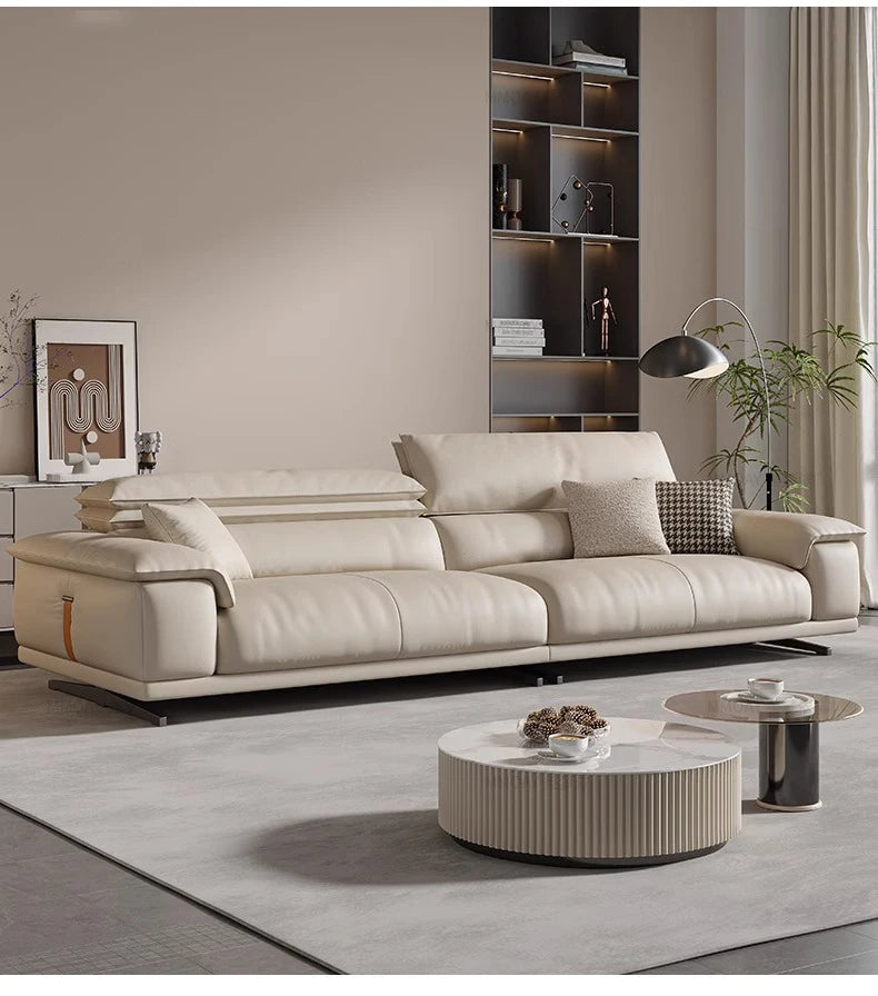 Genuine Leather Italian Living Room Sofa Luxury Lounge Designer Minimalist Sofas Modern Family Muebles Furniture Decoration