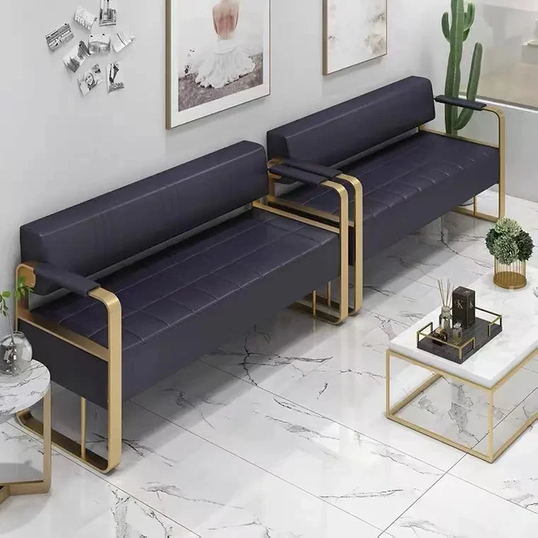 ForGood Beauty Salon Station Waiting Sofa Barber Shop Reception Couch Leather Waiting Chair