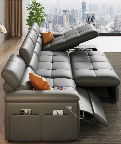 Designer Leather Sofa Living Room Ajustable Lounge Foldable Sofa Reclinable Modular Minimalist Woonkamer Banken Lounge Furniture