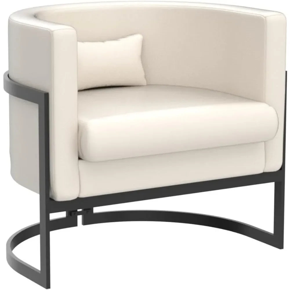 upholstered modern living room chair barrel accent chairs, faux leather armchair mid century lounge chair anti scratch sofa tub