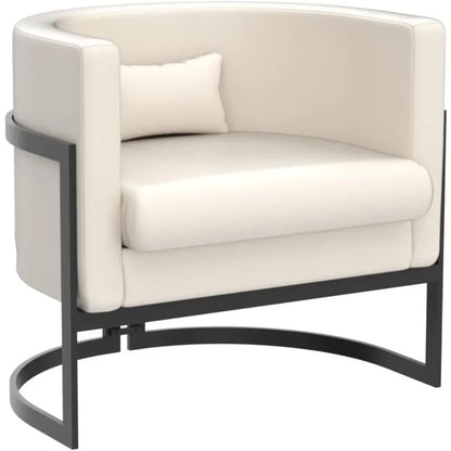 upholstered modern living room chair barrel accent chairs, faux leather armchair mid century lounge chair anti scratch sofa tub
