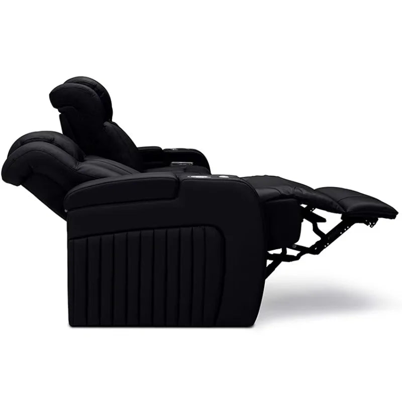 3 Seat Adjustable USB Charger Leather Recliner Sofa Home Theater Furniture with Blu-etooth for VIP Movie Room