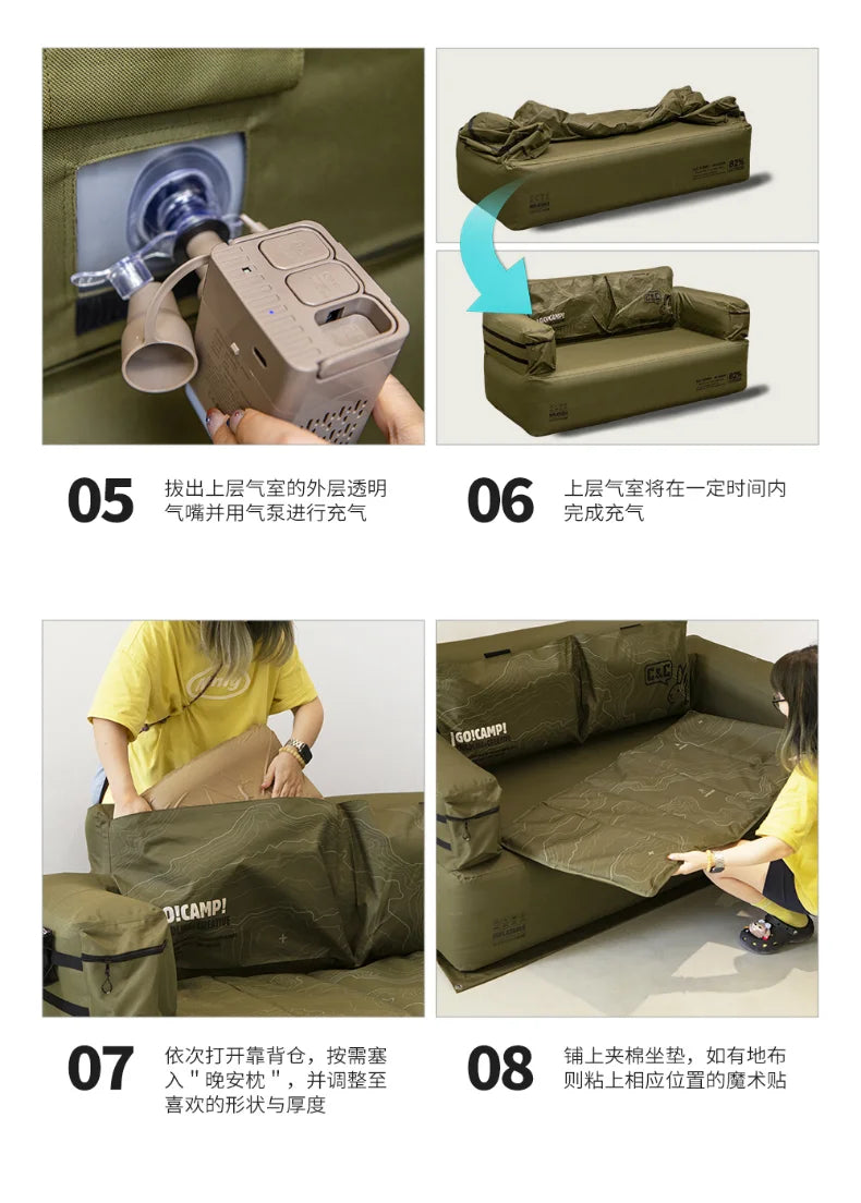Double and Single Inflatable Sofa with Built-in Air Pump, Comfortable and Portable for Camping and Leisure Home Use