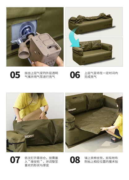 Double and Single Inflatable Sofa with Built-in Air Pump, Comfortable and Portable for Camping and Leisure Home Use