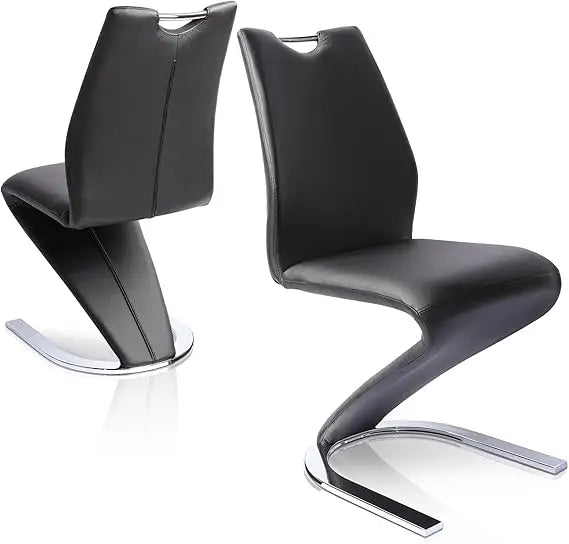 Modern Upholstered Armless Dining Chairs Set of 2, PU Leather Cushioned Seats, Sturdy Side Chairs for Kitchen and Dining Room