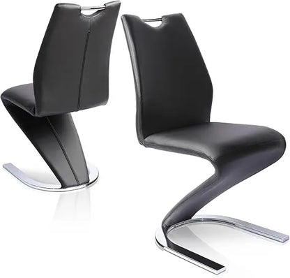 Modern Upholstered Armless Dining Chairs Set of 2, PU Leather Cushioned Seats, Sturdy Side Chairs for Kitchen and Dining Room