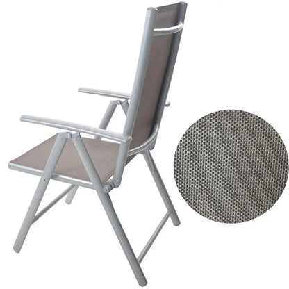 of 2 Folding Sling Back Chairs Patio Adjustable Reclining Back Sturdy Aluminum Frame with Armrest Chair Zerogravity Indoor Outdo