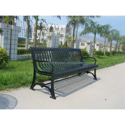 Metal Outdoor Bench for Public Park with Cast Iron Bench Legs