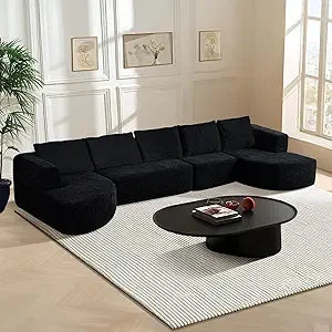 Luxury Oversized 5-Seater Modern Chenille Sectional Sofa for Living Room, Deep Seated Curved Cloud Couch, Modular Sofa Design