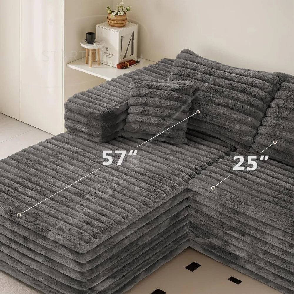 Couch with L-Shape Chaise,Modern Modular Sofa with Deep Seat, Upholstered Couches