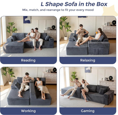 Vacuum Compression Living Room Boneless High Density Combination Foam Sofa Sofa Bed with Cup Holder