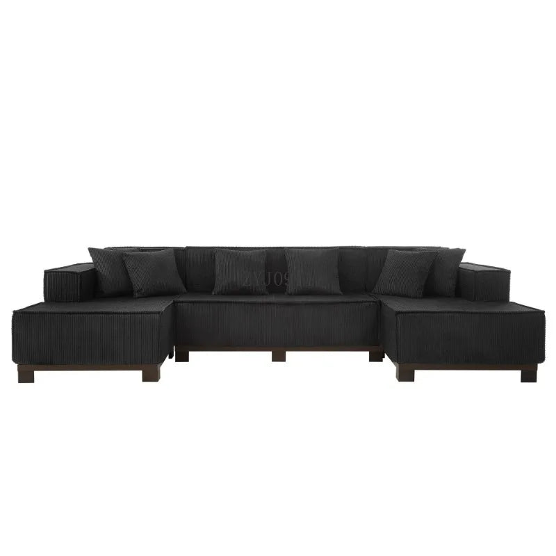 Modern U-Shaped Sectional Sofa 130" Sectional Sofa Upholstered Sofa with RGB LED Light Strip and 6 Pillows for Living Room