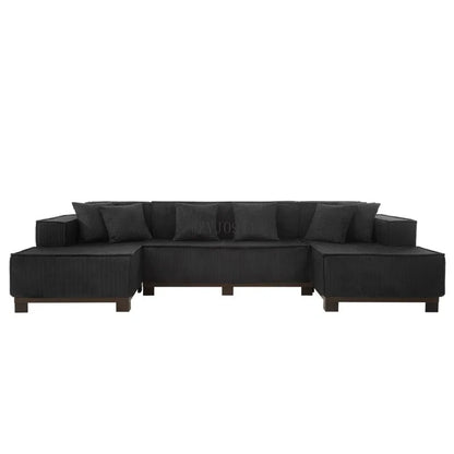 Modern U-Shaped Sectional Sofa 130" Sectional Sofa Upholstered Sofa with RGB LED Light Strip and 6 Pillows for Living Room