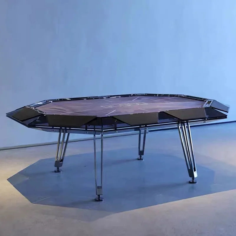 Light Luxury Creative Desig Tempered Glass Poker Table Multi-person Chess and Card Table Club Entertainment Furniture