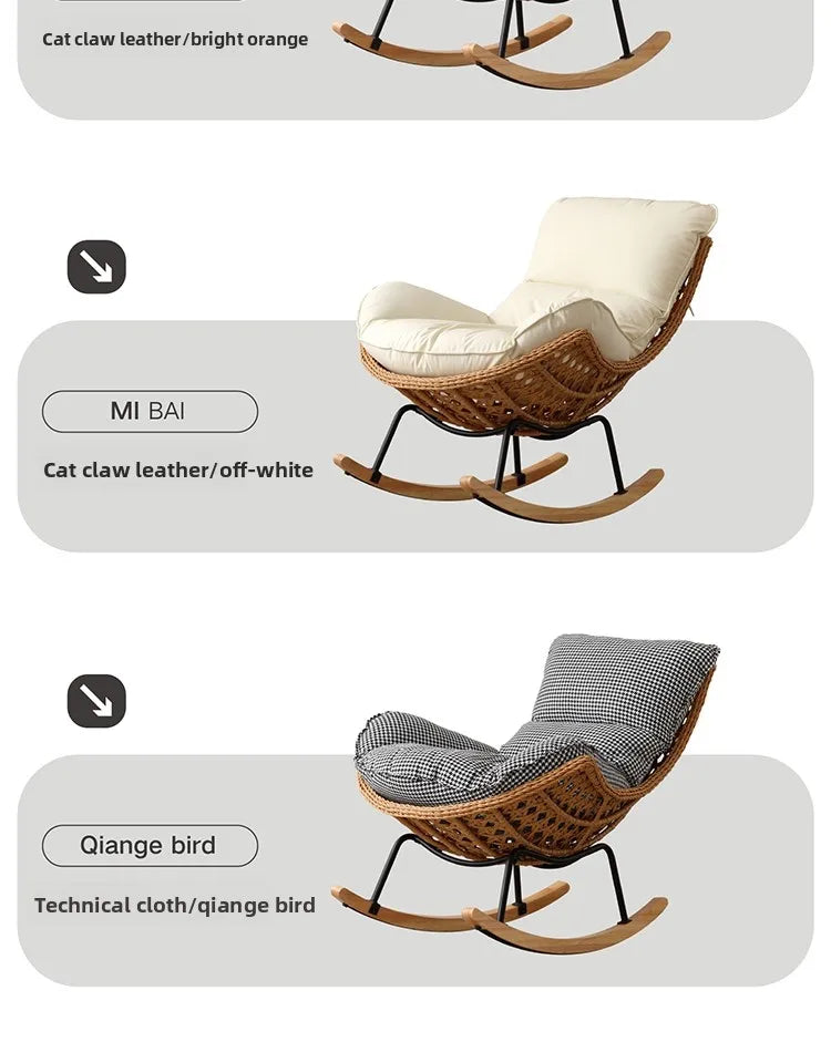 Modern Rocking Lounge Chair for Balcony Woven Rattan Lobster Chair Indoor Swing Seat Comfortable Single Sofa for Living Room