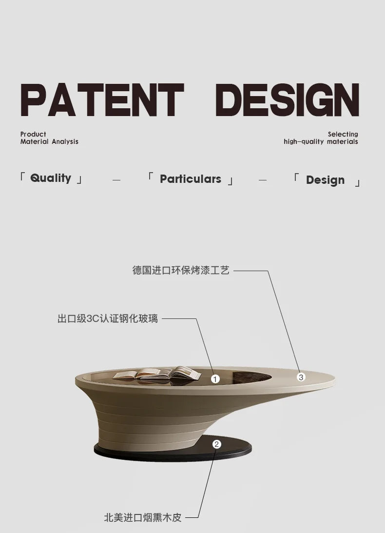 z. * Abyss table basse salon ménage petit appartement lumière luxe moderne ovale table basse en verre