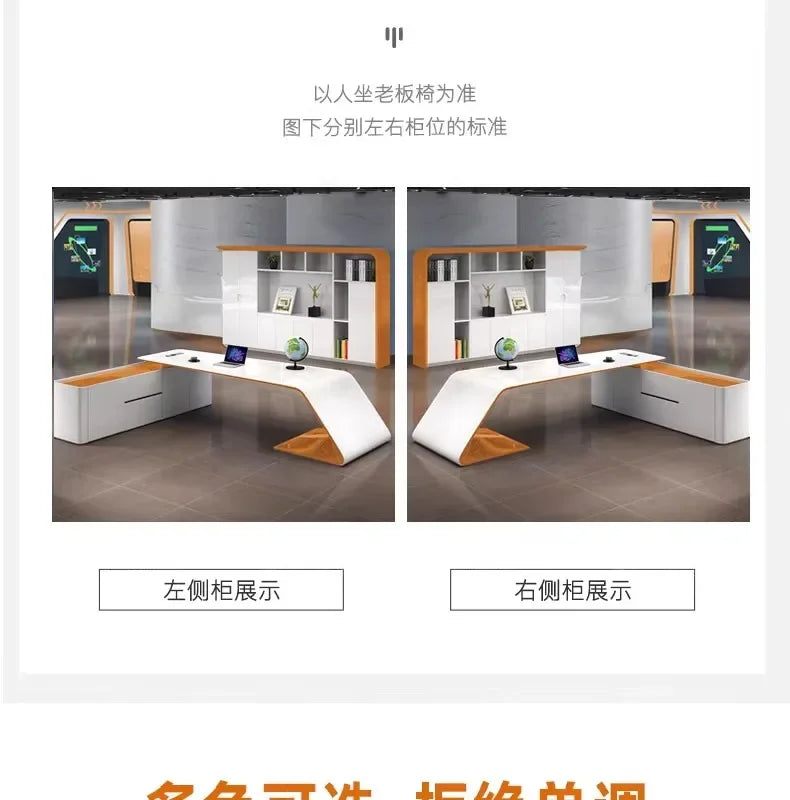 L Shaped Wooden Designer Office Desks Modern Luxury Drawers Large Computer Desks Asthetic Study Escritorio Office Furniture