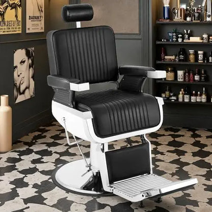 Vintage Barber Chair, Recline Hair Salon Hairdresser Chair with Removable Headrest, 360 Swivel Shampoo Beauty Salon Spa Styling