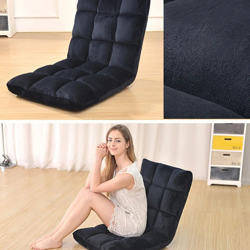 Ergonomic Adjustable Floor Chair with Metal Frame, 5-Position Folding Lazy Sofa, Upholstered Gaming Lounge Chair for Home Office