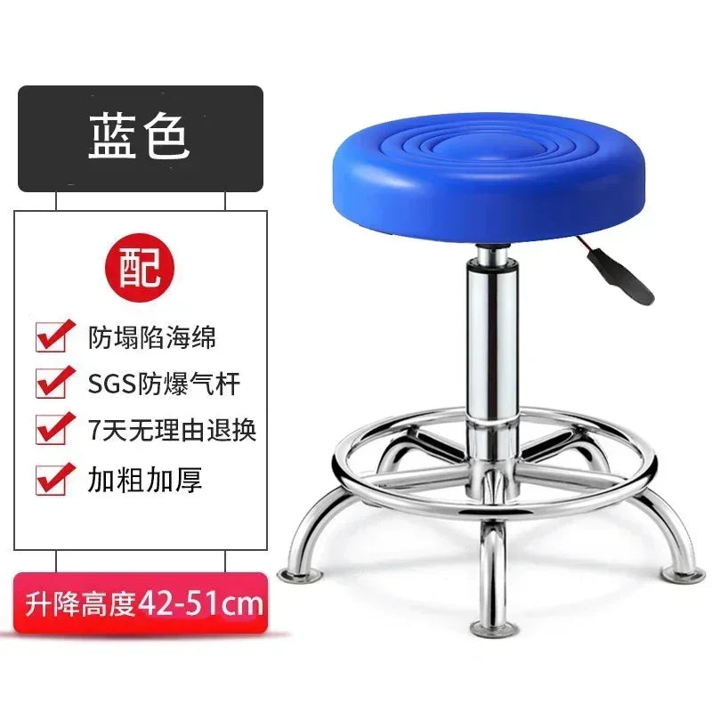 PU Leather Modern Rolling Stool Low Back Height Adjustable Work Salon Drafting Swivel Task Chair with Footrest