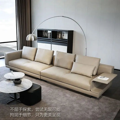 Italian minimalist sofa Connery leather Italian living room leather Nordic light luxury furniture cowhide