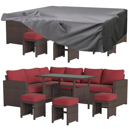 7 Pieces Patio Furniture Set with Waterproof Cover, Outdoor Sectional Sofa Conversation Set, All Weather Wicker, Customized
