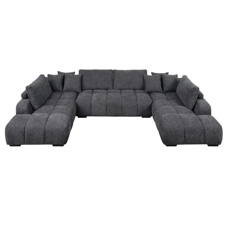 Chosen Gray Chenille Sectional Sofa with Toss Pillows with 2 Chaises