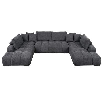 Chosen Gray Chenille Sectional Sofa with Toss Pillows with 2 Chaises