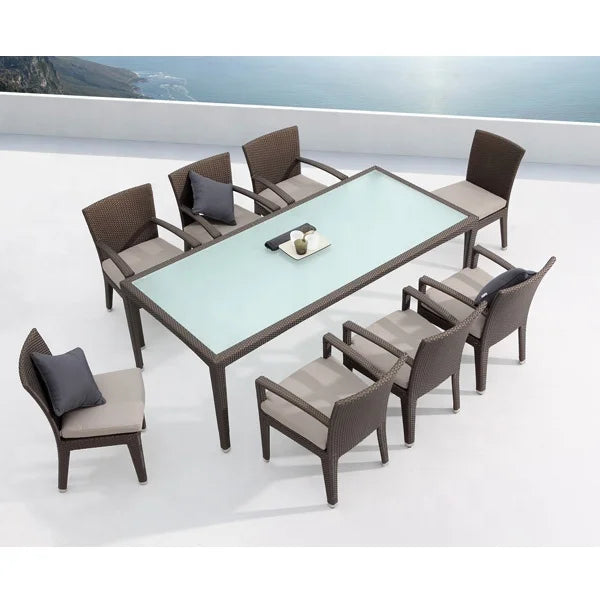 High Quality Flat Rattan Dinning Table and Chair Outdoor Furniture Garden Patio Set Outdoor Garden Furniture Sets