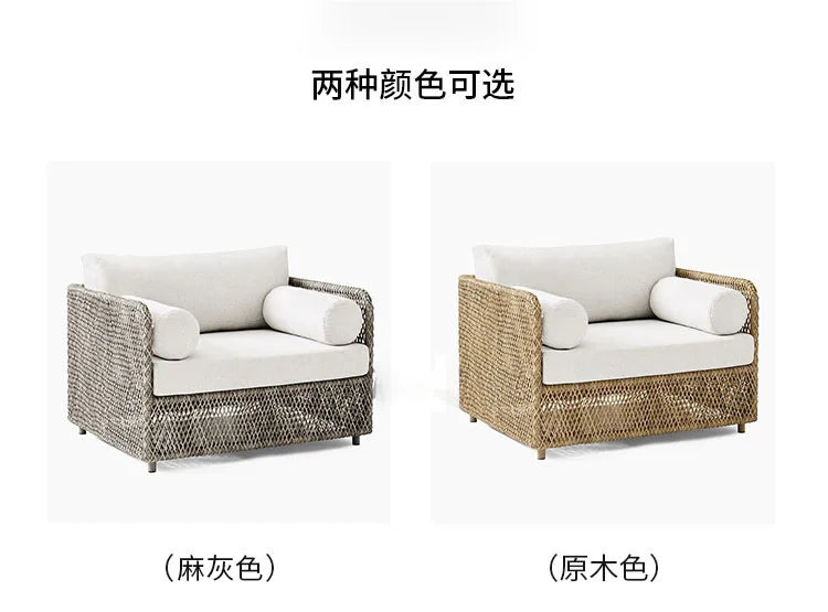 Asmt52 Southeast Asian Style Outdoor Rattan Sofa for Courtyard, Balcony, Garden, Terrace, Designer Sunroom, Leisure Rattan Sofa